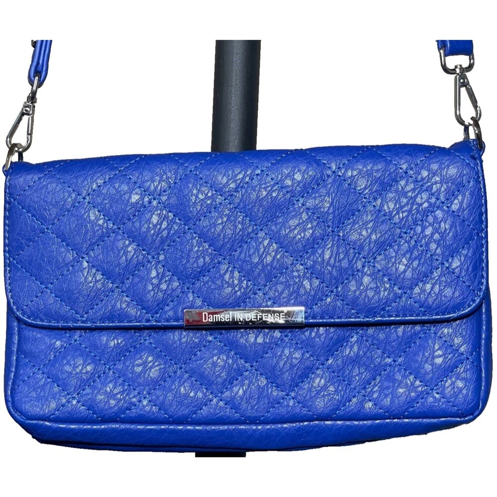 Damsel In Defense Daphne Kari's Clutch Crossbody Blue Quilted Conceal Purse